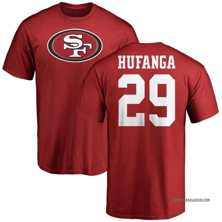 Talanoa Hufanga Red Name & Number T-Shirt - Sports Gear Locker